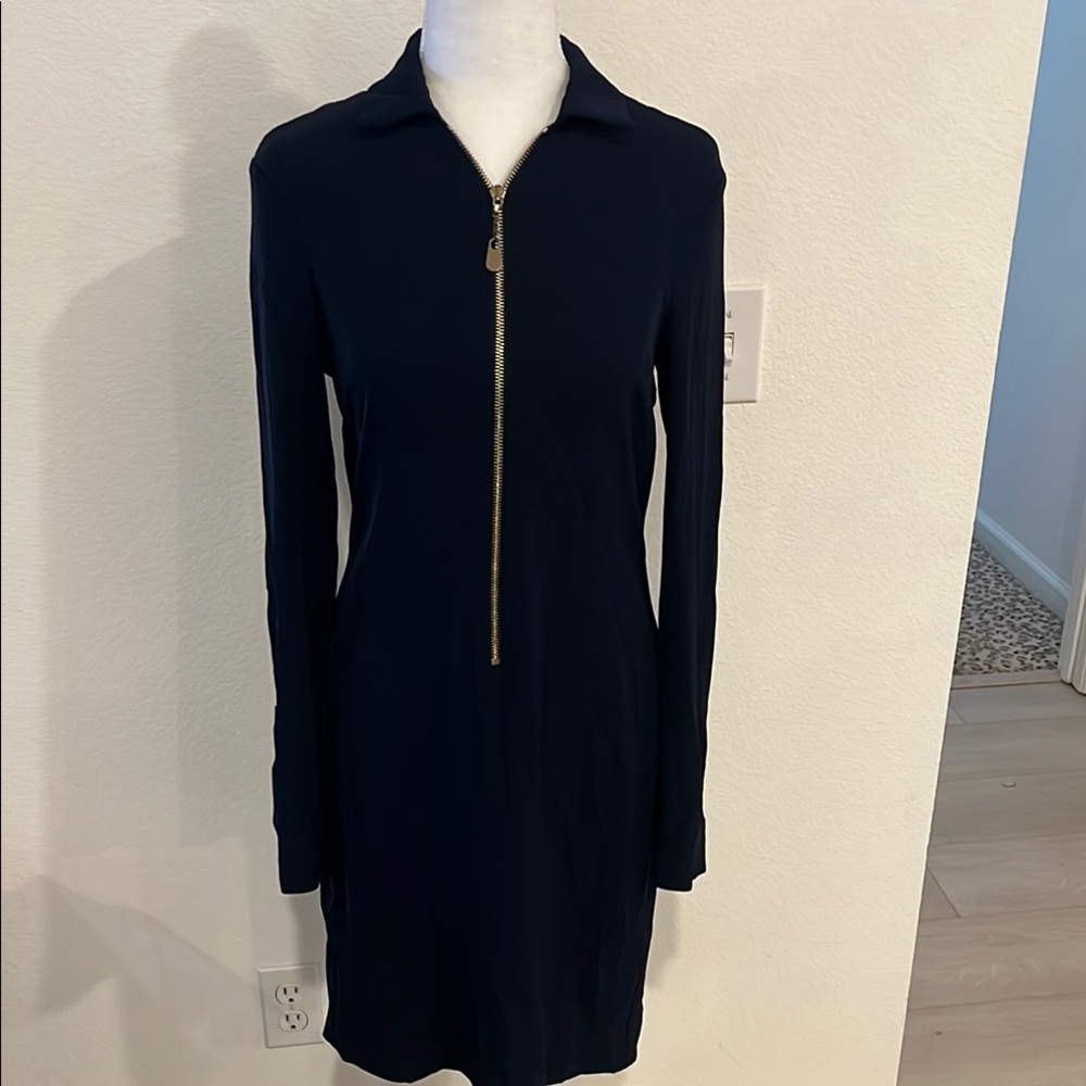 Calvin Klein Navy Blue Long Sleeve Sheath Dress